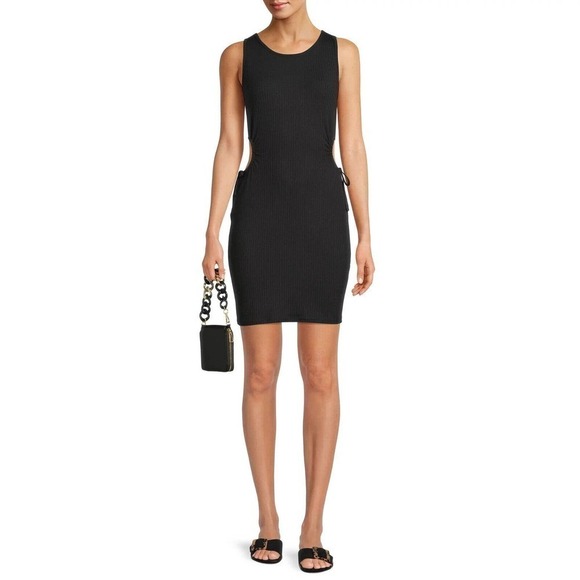 NWT Vero Moda Side Cut Out Mini Dress Sleeveless Womens Black Size Medium - Picture 1 of 8